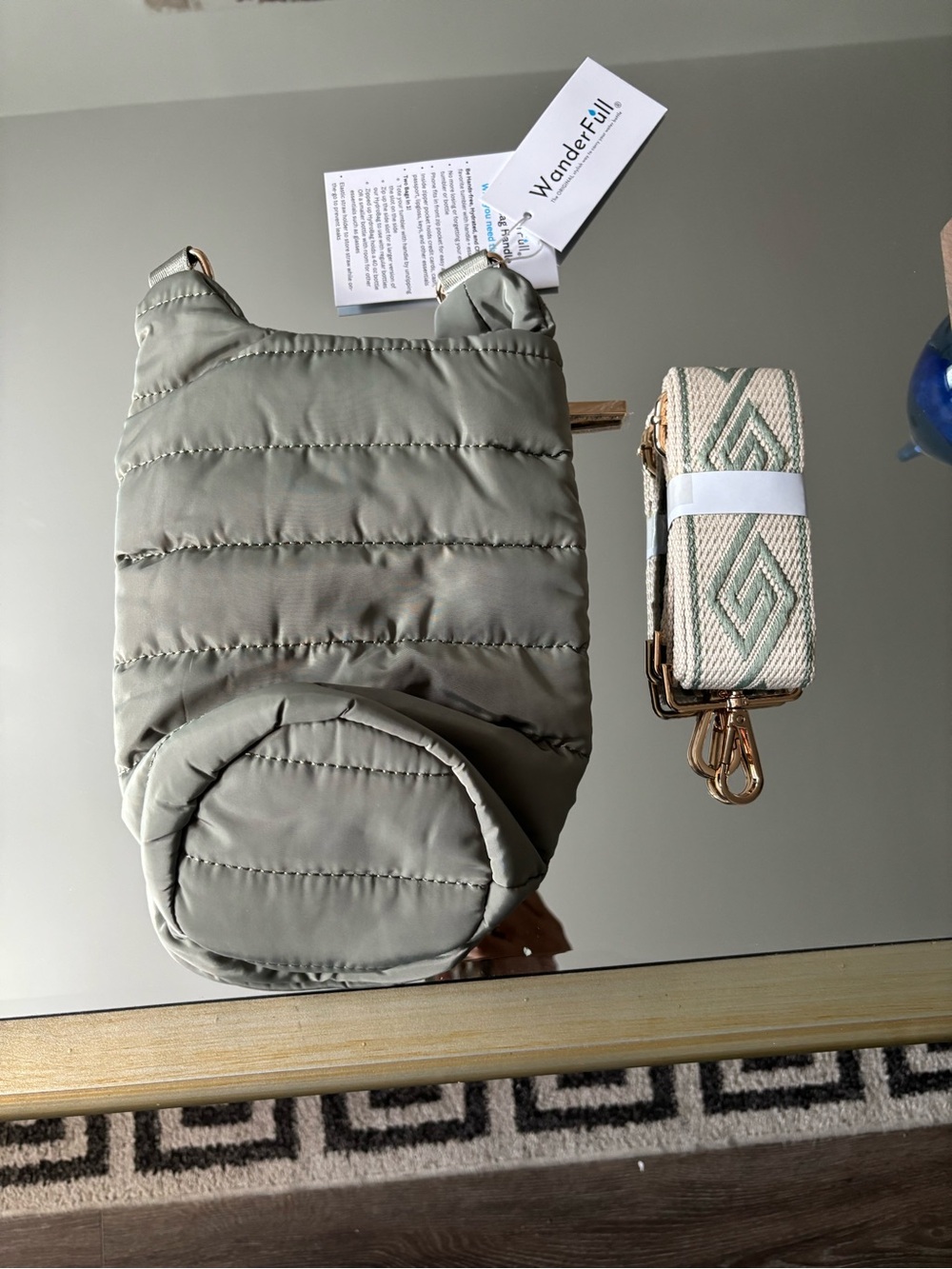 Wander Quilted Crossbody Bag in Sage Green